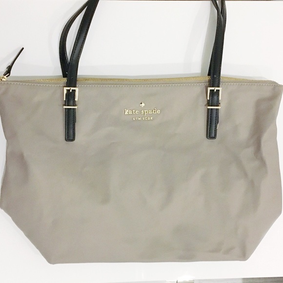 Kate Spade Gray Black Large Zipped Tote Bag - Picture 2 of 10